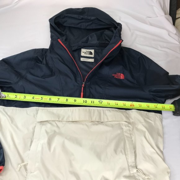 The North Face Anorak Hooded Windbreaker with Kangaroo Pouch.  Dark Blue White S - Picture 15 of 16